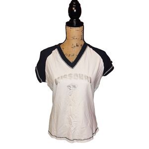 P2 By Pro Players Women’s White Mizzou V Neck Short Sleeve T Shirt M